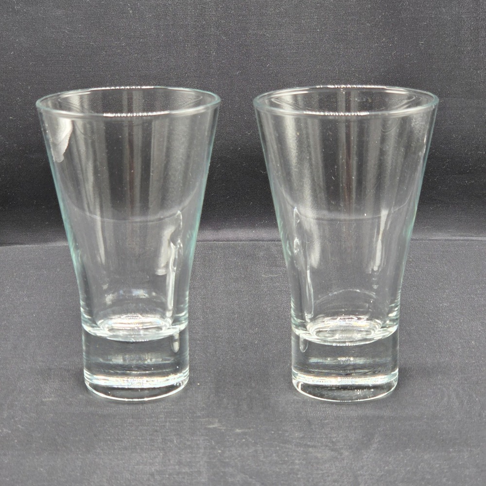 Set of 2 Clear Glass Shot Glasses Weighted Base Tapered Design Barware 5"Hx3"W